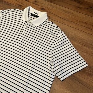 Polo Golf Ralph Lauren White Navy Striped Performance Polo Shirt Mens‎ XL